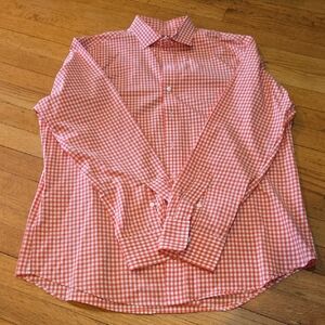 Polo Ralph Lauren Red Checkered Dress Shirt Size Large Long Sleeve Spread Collar